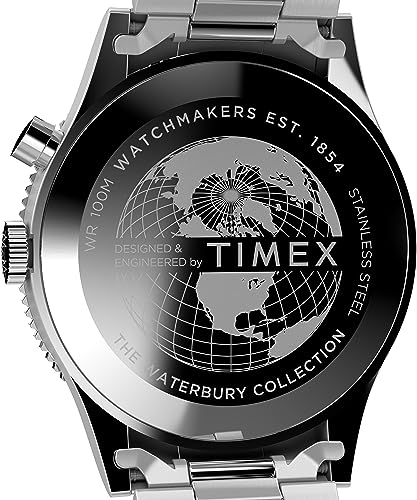 Timex Men's Waterbury Traditional 39mm Watch - Stainless Steel Bracelet Black Dial Stainless Steel Case
