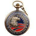DerMacht American Eagle Flag USA US Flag Patriotic Quartz Watch with Chain Arabic Numerals Independence Day