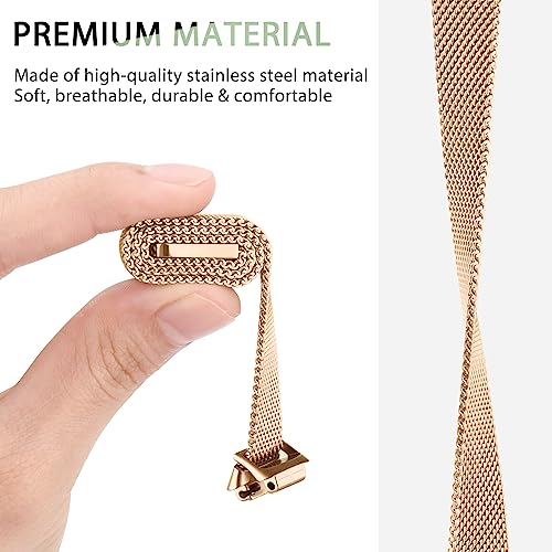 Metal Band for Fitbit Inspire 3 Bands Women Men, Stainless Steel Adjustable Straps Replacement Bands for Fitbit Inspire 3 Fitness Tracker (Rose Gold)