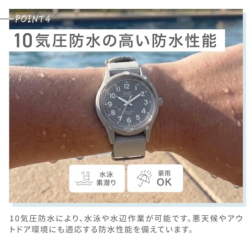 Citizen Q&Q Analog Solar Watch, 10 ATM Water-Resistant, Nylon Strap, navy, Classic