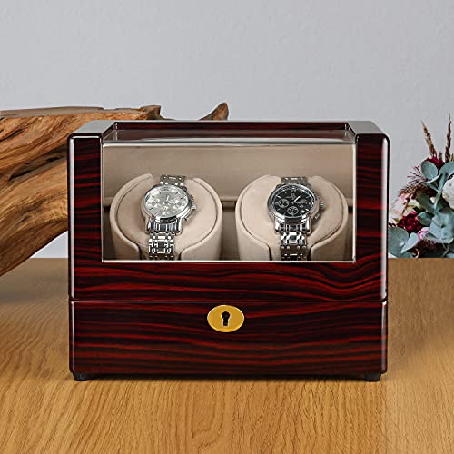 CHIYODA Dual Watch Winder for Automatic Watch, Men's and Women's Watches with 2 Mabuchi Motors, LCD Control Touch Screen, Perfect Display for Home and Office