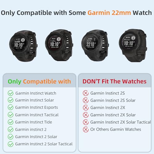 GEAK Compatible with Garmin Instinct Watch Bands, 22mm Soft Silicone Strap Sport Wristband Replacement Compatible with Garmin Instinct 2 Watch Band/Instinct Esports/Solar/Tide/Tactical-CoyoteTan