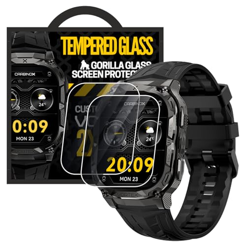 CARBINOX Tempered Glass Screen Protector Compatible for Vortex Smart Watch - High Transparency, Anti Scratch, High Sensitivity, Bubble Free (2 Pack) Vortex