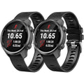 2 Pack Waterproof Bands Compatible with Garmin Forerunner 245/55 Watch Band, 20mm Replacement Strap for Forerunner 245 Music Watch Bands (black/balck)
