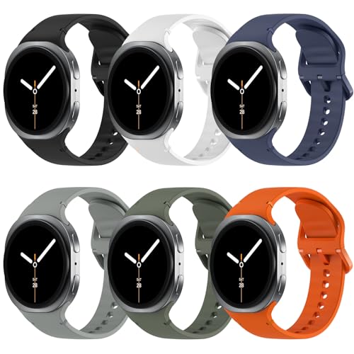 TiMOVO 6 Pack Sport Bands Compatible for Samsung Galaxy Watch 8 40mm 44mm/Galaxy Watch 8 Classic 46mm (2025), Soft Silicone Replacement Strap for Women Men, M/L