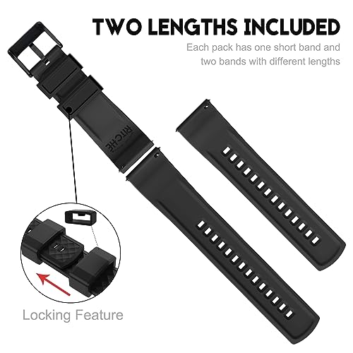Ritche Christmas Gift 22mm Silicone Watch Band Compatible with Samsung Galaxy Watch 3 (45mm) Samsung Gear S3 Classic Watch Quick Release Rubber Watch Bands for Men Women, White Elephant Gifts, Stocking Stuffers for Men