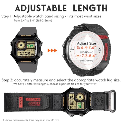 HEMSUT 18mm Quick Release Nylon Watch Band for G-Shock Compatible with Casio G-Shock AE/F/W Series (AE-1200, F-91W, W-735H, DW-H5600), Super Rugged Military Style Replacement Strap (Premium Seatbelt Nylon)