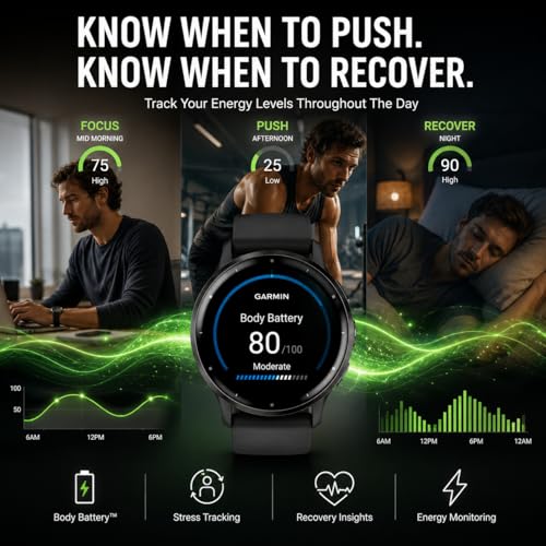 Garmin Venu 3 GPS Smartwatch, 45mm Black, Fitness Tracker with 14-Day Battery & Sleep Coach - Includes Premium Charging Stand, Extra Power Cable & Port Protector Plugs (Renewed)