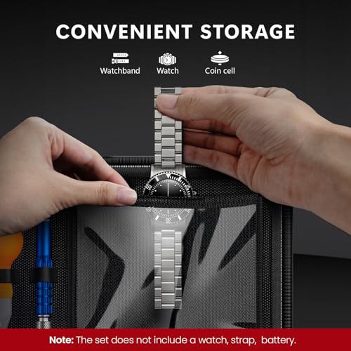 JOREST Watch Repair Kit + Watch Press Tool, Battery Replacement, Strap Adjustment, Wrench Opening Back Cover, Case Opener/Closer, Link Remover Sizing Bracelet, Screwdriver Band Pin Removal, Spring Bar