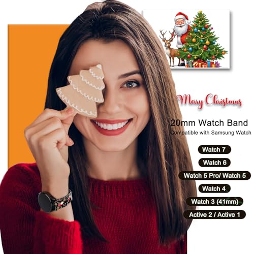 AYCQ 20mm Christmas Gnome Watch Band Compatible with SamsungGalaxy Watch 7/6/5/4 40mm 44mm/Watch 6 Classic 43mm 47mm/Watch 5 Pro 45mm/Watch 4 Classic/Active 2 Holiday Smartwatch Replacement Band
