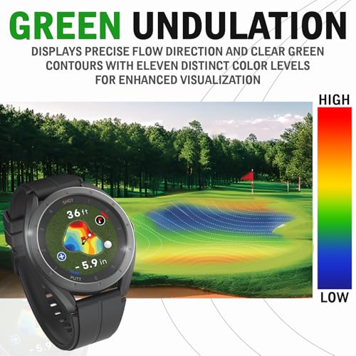 Voice Caddie T11 LT GPS Golf Watch LCD Display with Green Undulation No Monthly Subscription Slope Mode 40K+ Preinstalled Courses, Course View, Practice Tempo Mode, Putt View 1.2" Color Touchscreen