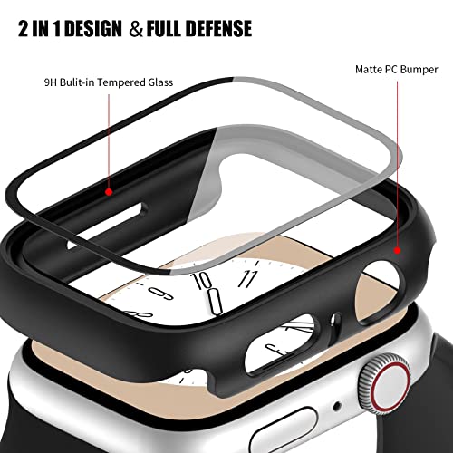 COMMUTER 3 Pack Case with Tempered Glass Screen Protector for Apple Watch SE(3nd) 2025 SE 2/1 Series 6/5/4 40mm, Hard PC Ultra-Thin Cover for iwatch SE 3/SE 2/SE/6/5/4 40mm, Black/Clear/Starlight