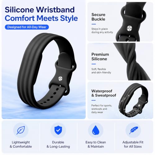 Zspoly Silicone Bands for Google Fitbit Air Band, Ultra-Soft Silicone Replacement Strap, Adjustable Sweatproof Wristband for Sleep Tracking, Fitness, Running, Workout & Daily Wear for Women Men
