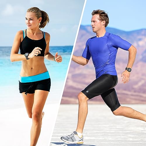 2 Pack Waterproof Bands Compatible with Fitbit Versa 3 / Fitbit Versa 4 / Fitbit Sense/Sense 2 Bands, Classic Soft Sports Replacement Wristbands for Women Men (black/black, Large 7.1''-8.7'')