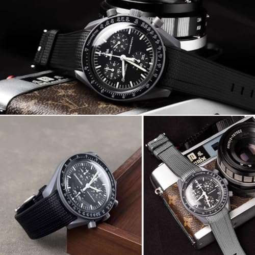 Nizonlaie Silicone Rubber Bands for Omega X Swatch Moonswatch Watch Strap 20mm Curved End Weave Style Premium Silicone Rubber Replacement Strap Women Men,for Omega Swatch Moonswatch Speedmaster