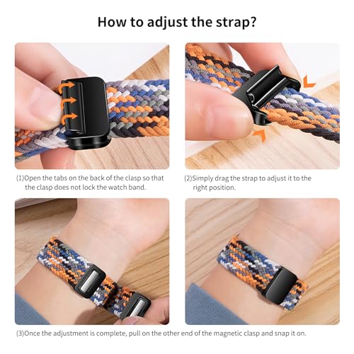 20mm Magnetic Bands Compatible with Samsung Galaxy Watch 4 5 6 7 Band 40mm 44mm/Galaxy Watch 4 6 Classic Band 42mm 46mm 43mm 47mm/Watch 5 Pro 45mm/Active 2 Stretchy Braided Strap Wristband Women Men