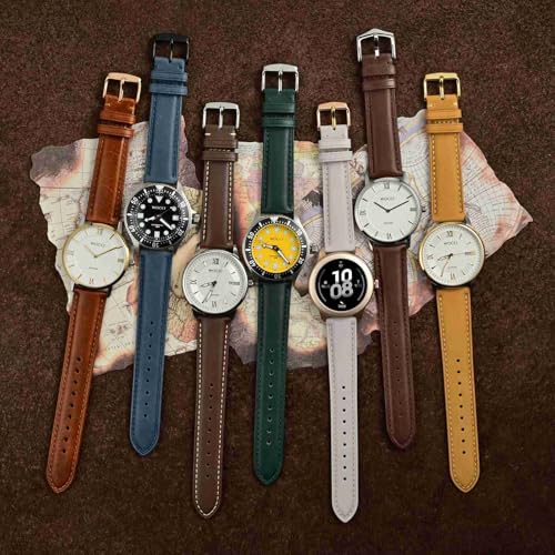 WOCCI 18mm Vintage Leather Watch Band for Men and Women, Gold Buckle (Dark Brown)
