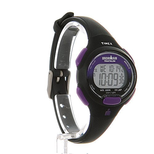 Timex Women's Ironman Triathlon Essential 10 34mm Watch – Black & Purple Case with Black Resin Strap