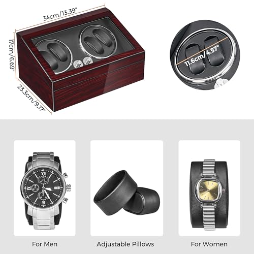 ANWBROAD Watch Winder for Automatic Watches 4+6 Watch Rotator and Storages with Super Quiet Motor LED Backlight Piano Paint Watch Turner 4 Rotating Modes UJWW002R
