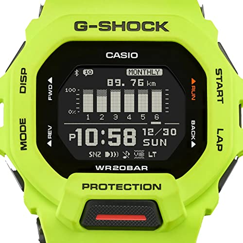 Casio G-Shock G-Squad Move Digital Connected Lime Green Resin Strap Fitness Watch GBD200-9