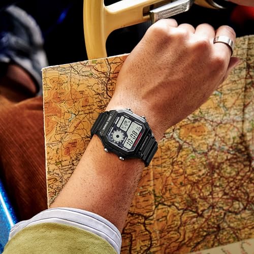 Casio Men's Classic Japanese-Quartz Watch with Resin Strap, Black, 21 (Model: AE1200WH-1A)