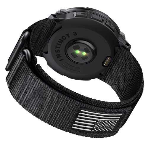 Double Loop Buckle Nylon Strap Compatible with Garmin Instinct 2/2X/3/E Series 45mm/50mm cases – Adjustable Breathable Wristband Fit for Garmin Instinct Standard/Solar/Tactical/Tide/Esports