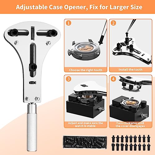 Watch Link Removal Kit, BYNIIUR Watch Repair Kit, Watch Case Opener Spring Bar Tools, Watch Battery Replacement Tool Kit, Watch Band Link Pin Tool Set with Carrying Case and Instruction Manual