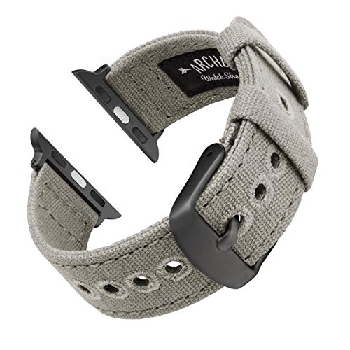Archer Watch Straps - Canvas Straps for Apple Watch (Ash Gray, Gray, 44/45/46/49mm)