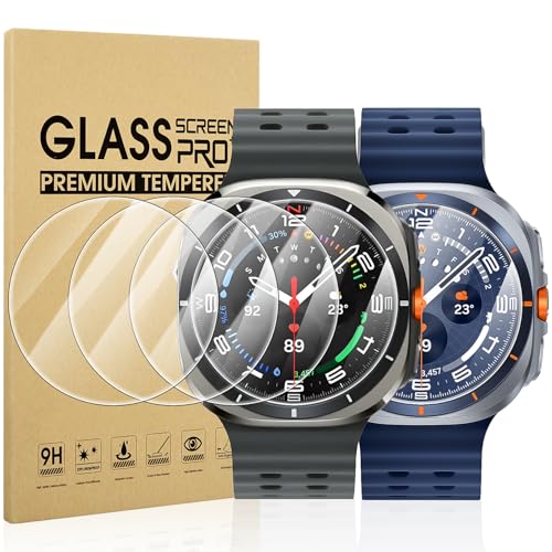 Suoman 4-Pack for Samsung Galaxy Watch Ultra 47mm Screen Protector, 9H Hardness Tempered Glass Screen Protective Film Ultra 47 mm for Galaxy 8/7 Smartwatches (2024-2025)