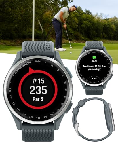 Garmin Approach S44 Golf GPS Smartwatch Silver Aluminum Bezel with Twilight Silicone Band with Wearable4U Power Bank Bundle