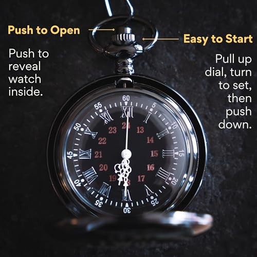 Red Dot Laser Engraving Anniversary Pocket Watch for Husband - Engraved Silver Stainless Steel - Meaningful Keepsake - Boxed and Ready to Give