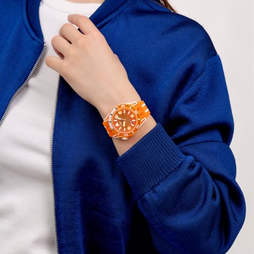 Swatch Scuba Unisex Casual Watch Bio-sourced Orange Quartz Water Resistant Pacific SEA Nettle