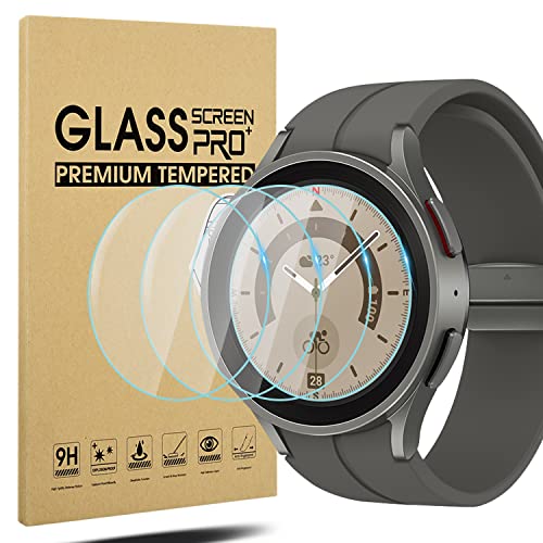 Suoman 4-Pack Screen Protector for Samsung Galaxy Watch 5 Pro 45mm, [Anti-Scratch] 2.5D 9H Hardness Ultra-Thin Tempered Glass Screen Protective Film