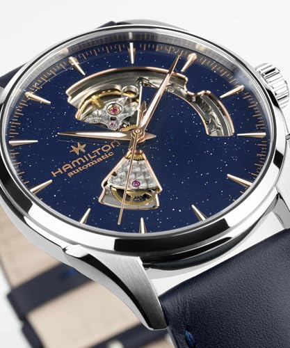 Hamilton Jazzmaster Automatic Mens Watch, 42 Stainless Steel Case, Swiss Made, Blue Dial Analog Wrist Watch for Mens, 50 Meters Water resitance, Sapphire Crystal, 3-Hand Movement, Leather Strap
