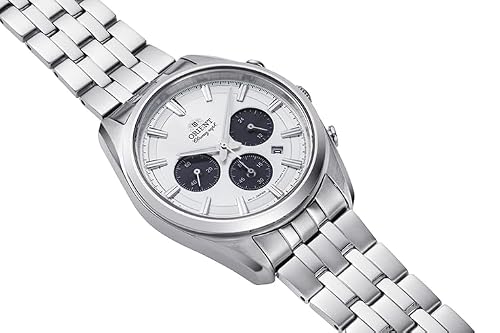 Orient Watch RN-TX0305S Contemporary Solar-Powered Chronograph Men's Wristwatch, White, White, Bracelet Type
