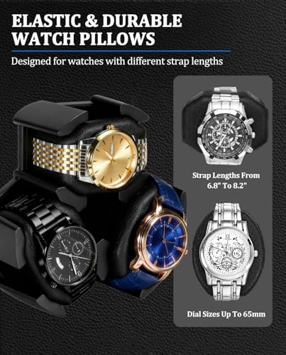 GLOKUUCA Watch Winder 6 with LED and Super Quiet Motor 4 Rotating Modes, Wooden Watch Storage Case Watch Shaker with USB Cable Gift (Black Carbon Fiber)