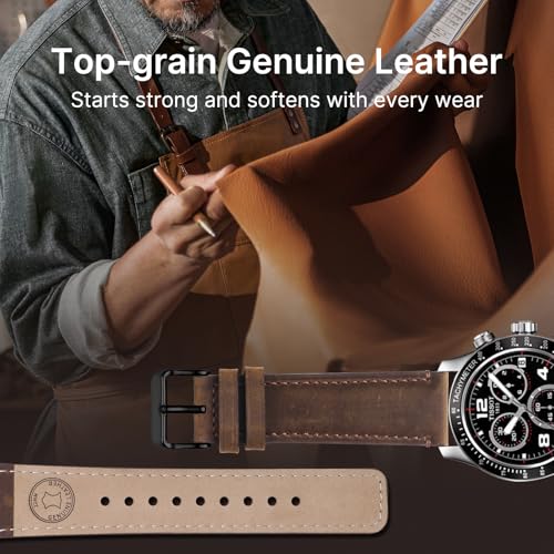 Fullmosa 22mm Quick Release Leather Watch Bands for Garmin Samsung Galaxy