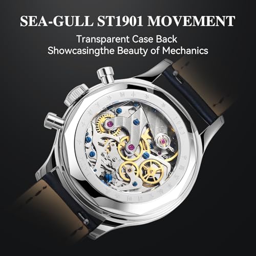 SEA-GULL Men's Mechanical Wristwatch, Seagull 1963 Aviation Chronograph Pilot Mechanical Watch, Manual Winding, GD 1963 International Edition, ST1901 (Yellow)