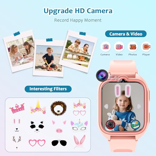 Blackview Kids Smart Watch with 32 Puzzle Games, HD Camera & Video Recording, 1.75" Touch Screen, Flashlight,Music Player, Pedometer, Alarm Clock,Stopwatch,Kids Watch for Boys Ages 4-12