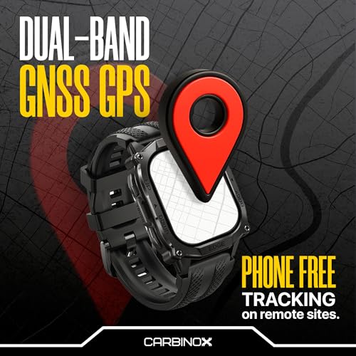 CARBINOX Edge Smart Watch Rugged, 1.96″ AMOLED, Stainless Steel, IP69K/5ATM Fitness trackers, Dual-Band GNSS, 500mAh, Bluetooth Calls, Smart Watch for Android Phones iOS (Black)