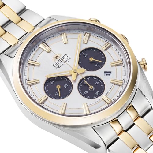Orient Stretto Solar Chronograph White Dial Steel Strap Men’s Watch RA-TX0302S10B