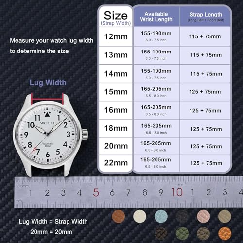WOCCI 16mm Grace Watch Band for Ladies, Top Grain Leather, Quick Release Replacement Strap with Gold Buckle (Brown)