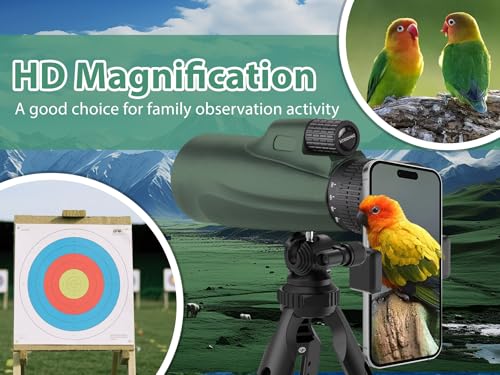 Monocular Telescope 80x100, Wide Field HD Monoculars for Adults with Tripod & Phone Adapter, Perfect for Bird Watching, Hunting, Hiking & Outdoor Activities -Green