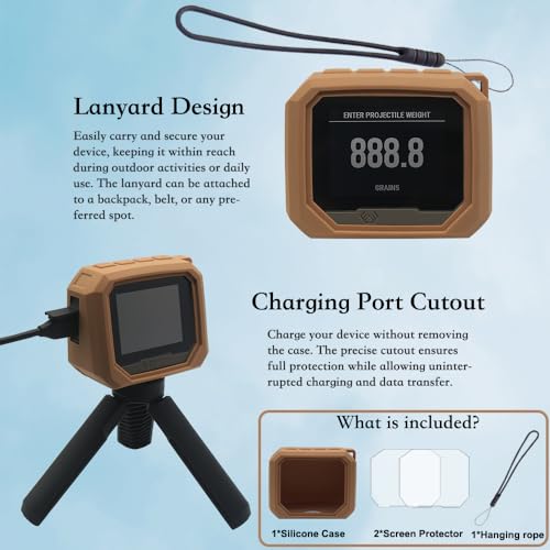 Silicone Protective Case for Xero C1 Pro Chronograph – Full Coverage with 2pcs Tempered Glass Screen Protectors, Silicone Hand Strap, Shockproof, Anti-Scratch, Non-Slip, Brown (Case Only)