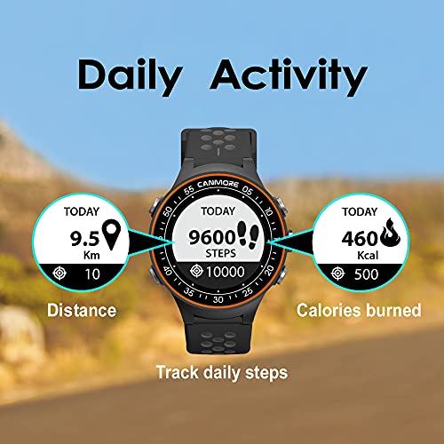 CANMORE TW411 Golf GPS Watch with Fitness Tracker, 41,000+ Free Preloaded Worldwide Course, Upgraded IC Chip, Orange