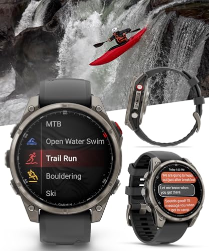 Wearable4U - Garmin Fenix 8 Pro 47mm AMOLED Sapphire Premium Connected Multisport GPS Smartwatch, inReach Technology, Titanium with Graphite Silicone Band w/Black Earbuds Bundle