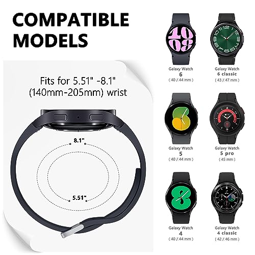 One-Click Bands Compatible with Samsung Galaxy Watch 7/6/5/4/FE 40mm 44mm, Galaxy Watch 6 Classic 43mm 47mm, No Gap Silicone Soft Sport Strap for Galaxy Watch 4 42mm 46mm Women Men 40 44 43 47 mm