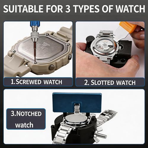 MARVLLGGOSO Professional Watch Repair Kit with Watch Battery Replacement Tools, Watch Link Removal Kit, Including Spring Bars Tool with Scale, 5-in-1 Precision Screwdriver, Adjustable Back Case Opener,Pry Tool, Spring Bar,Tweezer