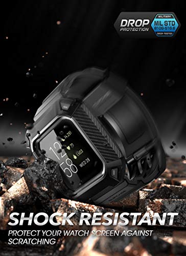 SUPCASE for Fitbit Versa 3 Band with Case (Unicorn Beetle Pro), [Military-Grade Protection] [Anti-Resistant] Rugged Men Cover with Adjustable Strap Wristband for Fitbit Versa 3 / Fitbit Sense, Black