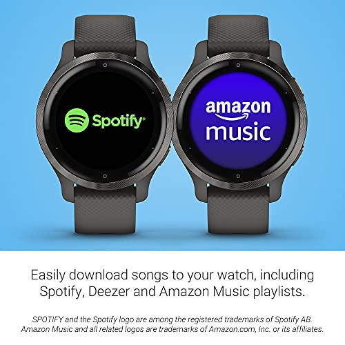 Garmin Venu 2S, Smaller-Sized GPS Smartwatch with Advanced Health Monitoring and Fitness Features, Slate Bezel with Graphite Case and Silicone Band, (010-02429-00) (Renewed)